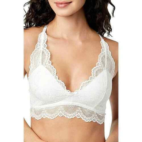 Jenni by Jennifer Moore Split-Back Lace Bralette Bra White- M